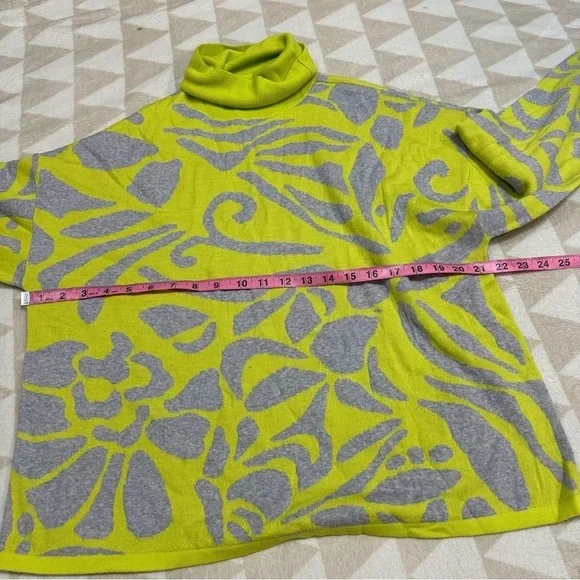 Tanya Taylor mock neck sweater oversized knit wool neon cut work floral - Picture 4 of 4